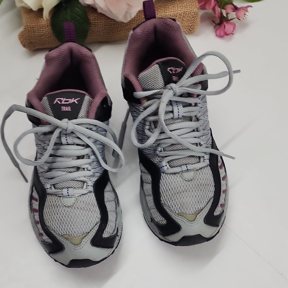 Women's Gray and Purple Trail Running Shoes